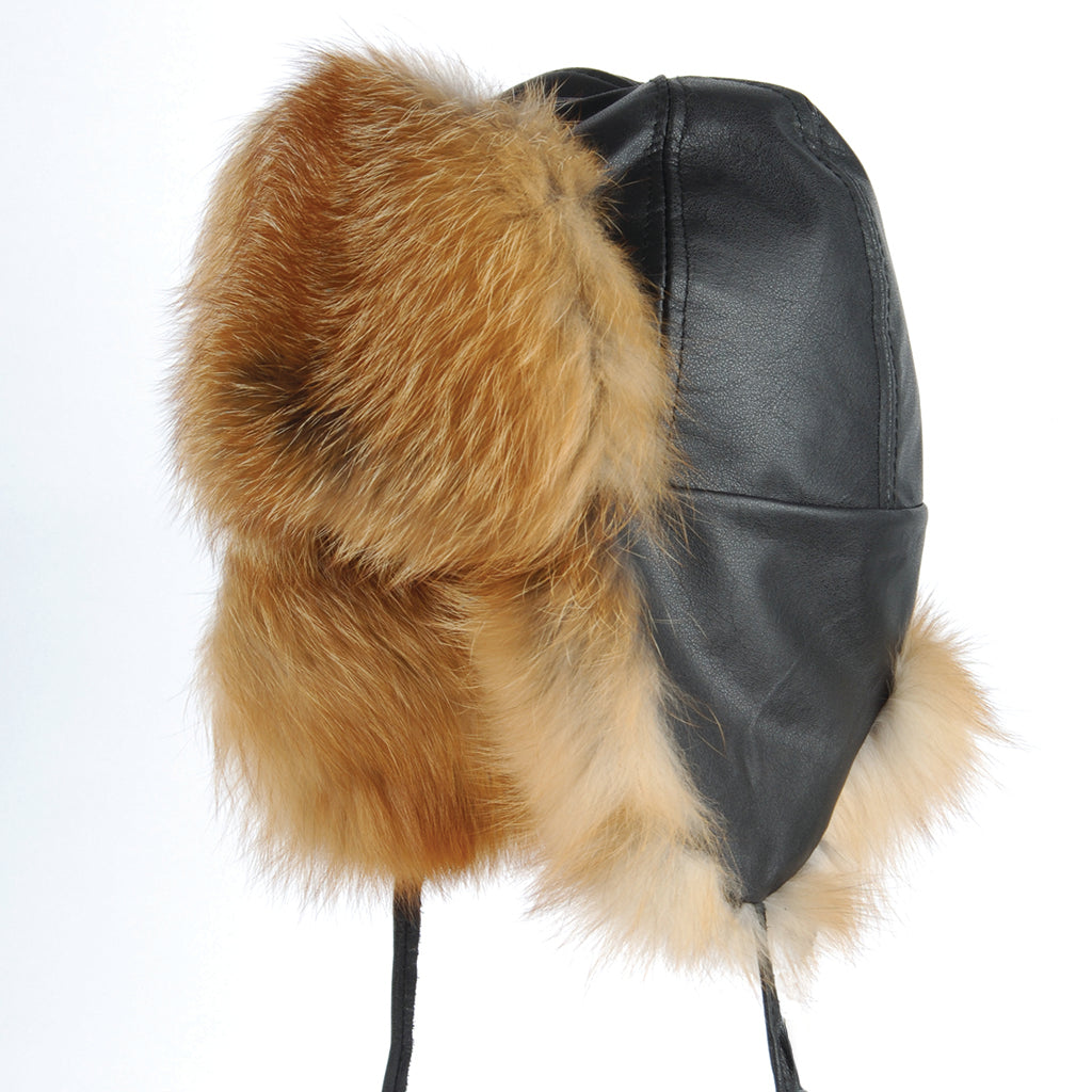Red Fox Leather/Fur Aviator Hat