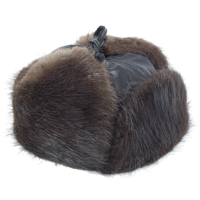 Natural Black Beaver Aviator Hat