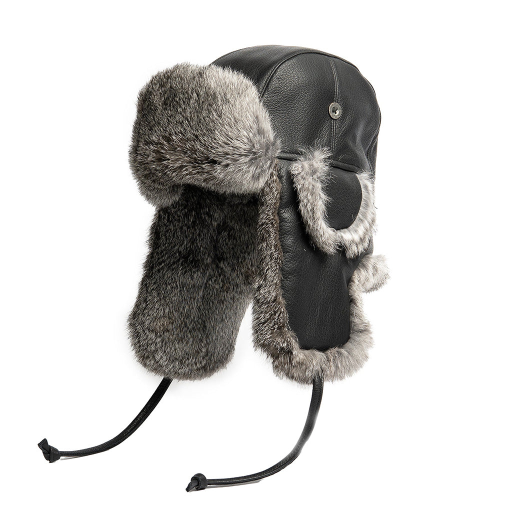 Crown Cap Sheepskin Leather Rabbit Aviator