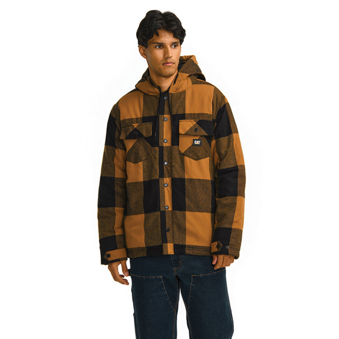 Men's CAT Hooded Flannel Shirt Jacket