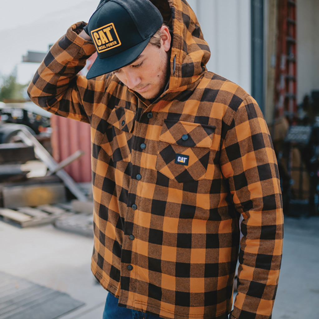Men's CAT Hooded Flannel Shirt Jac