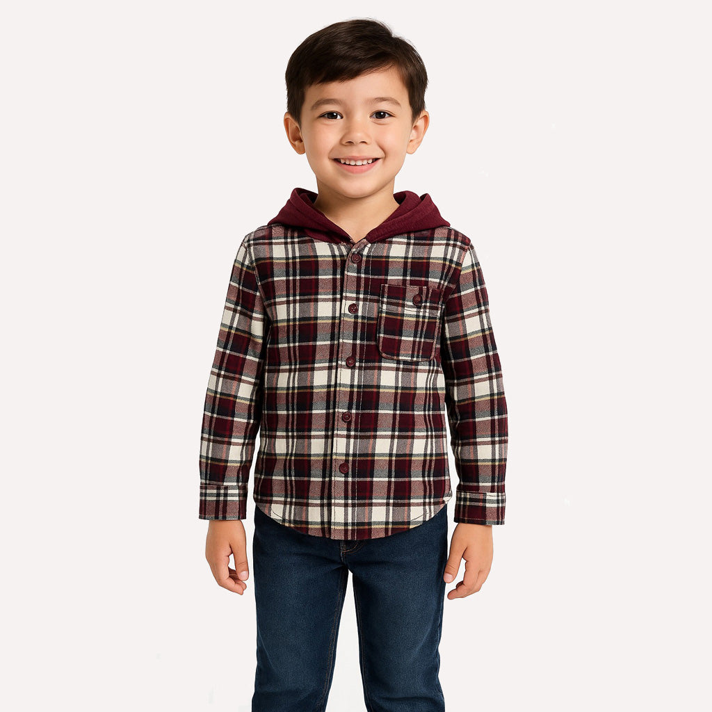 Levi's Kid's Hooded Button-Up Flannel Shirt
