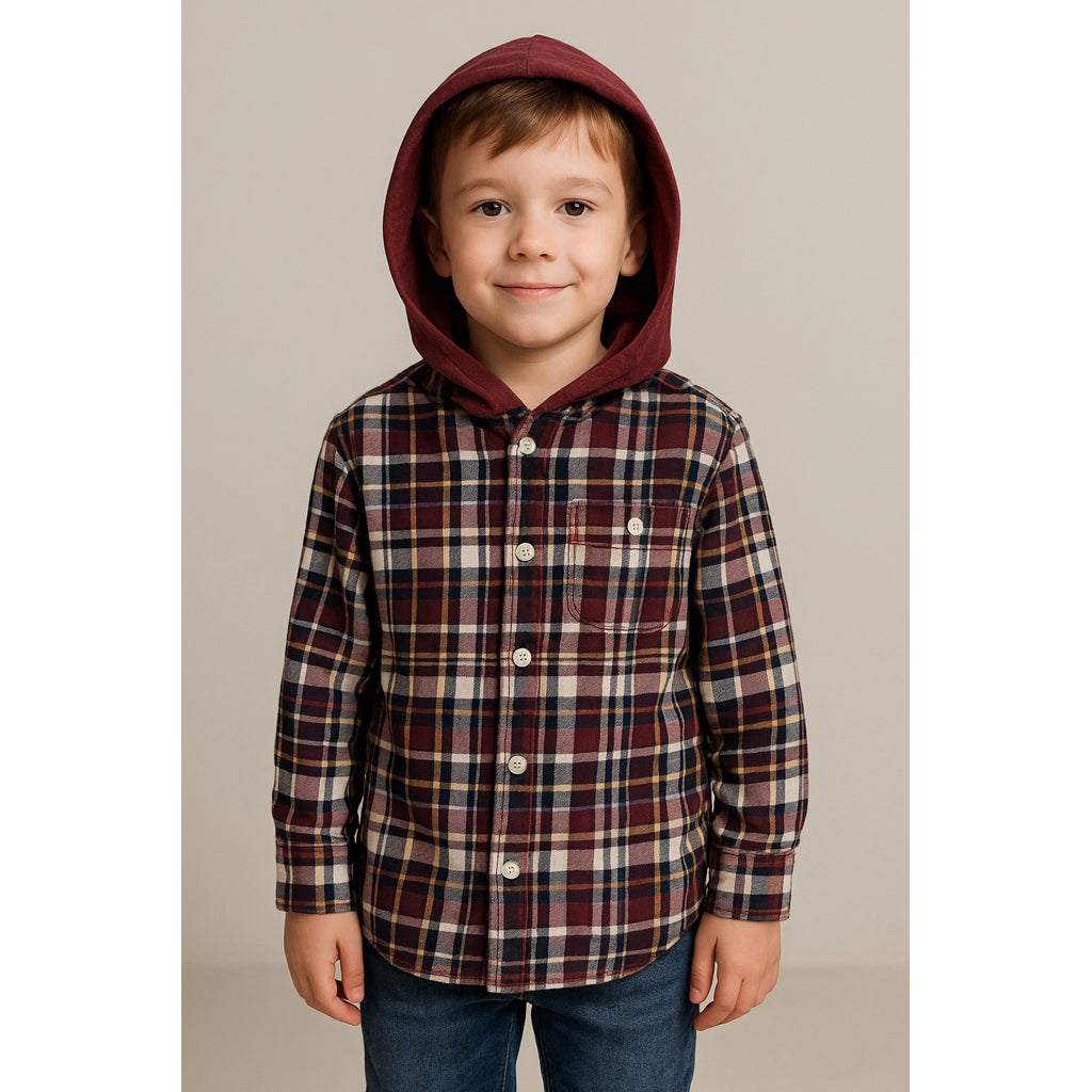Levi's Boy's Hooded Button-Up Flannel Shirt