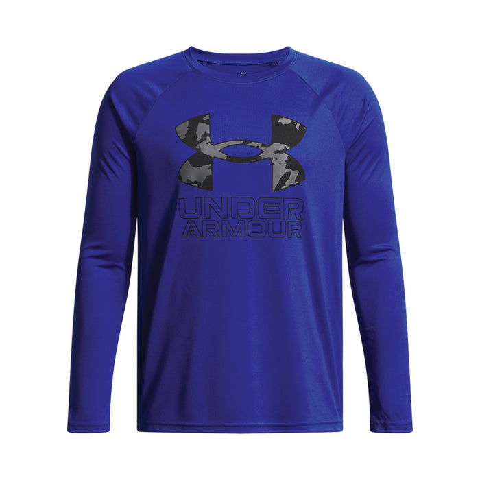 Boy's UA Tech Hybrid Print L/S Shirt