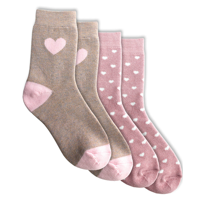 Girl's Hot Paws Heart Print 2Pk Socks