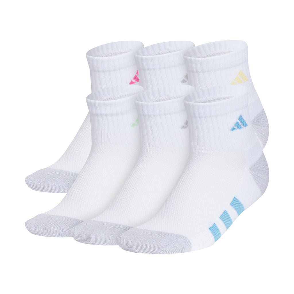 Girl's Adidas Athletic Cushioned Quarter Socks (6 Pack)