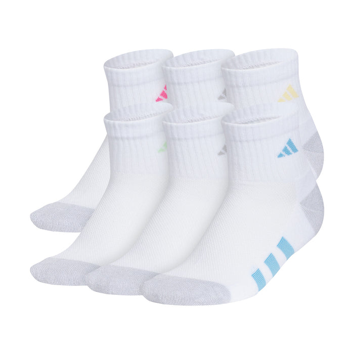 Girl's Adidas Athletic Cushioned Quarter Socks (6 Pack)