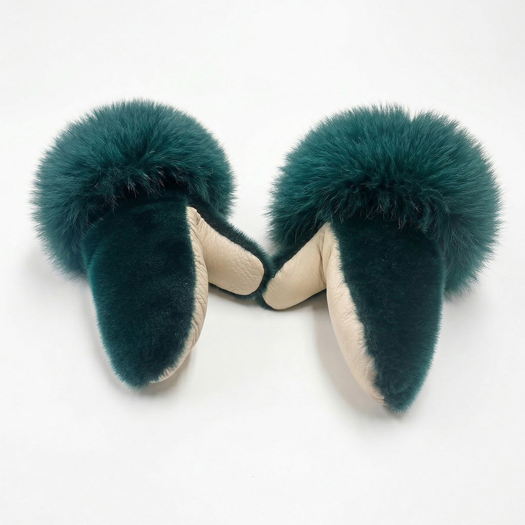 Women's Inuit Seal Skin Fur Trim Mitt