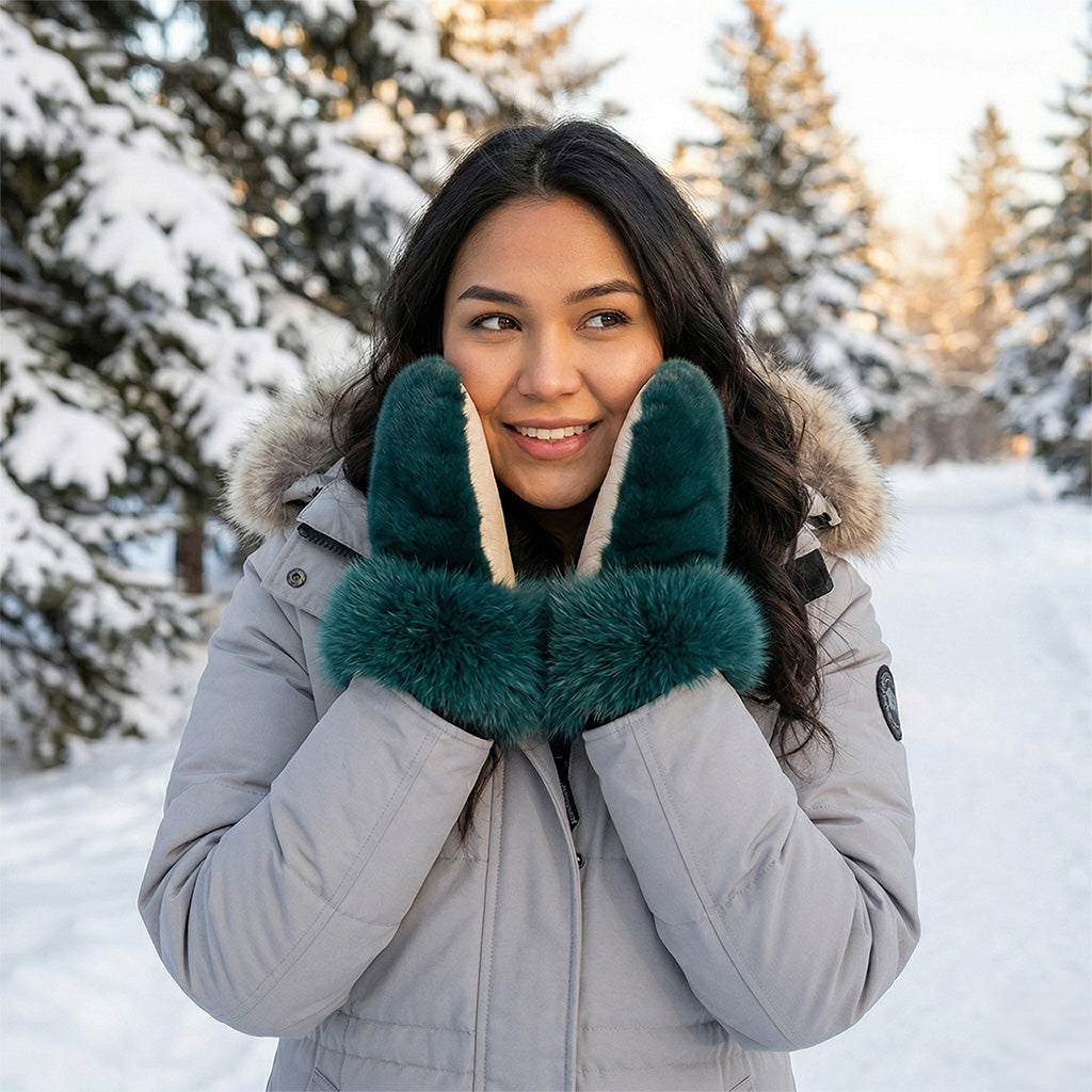 Women's Inuit Seal Skin Fur Trim Mitt