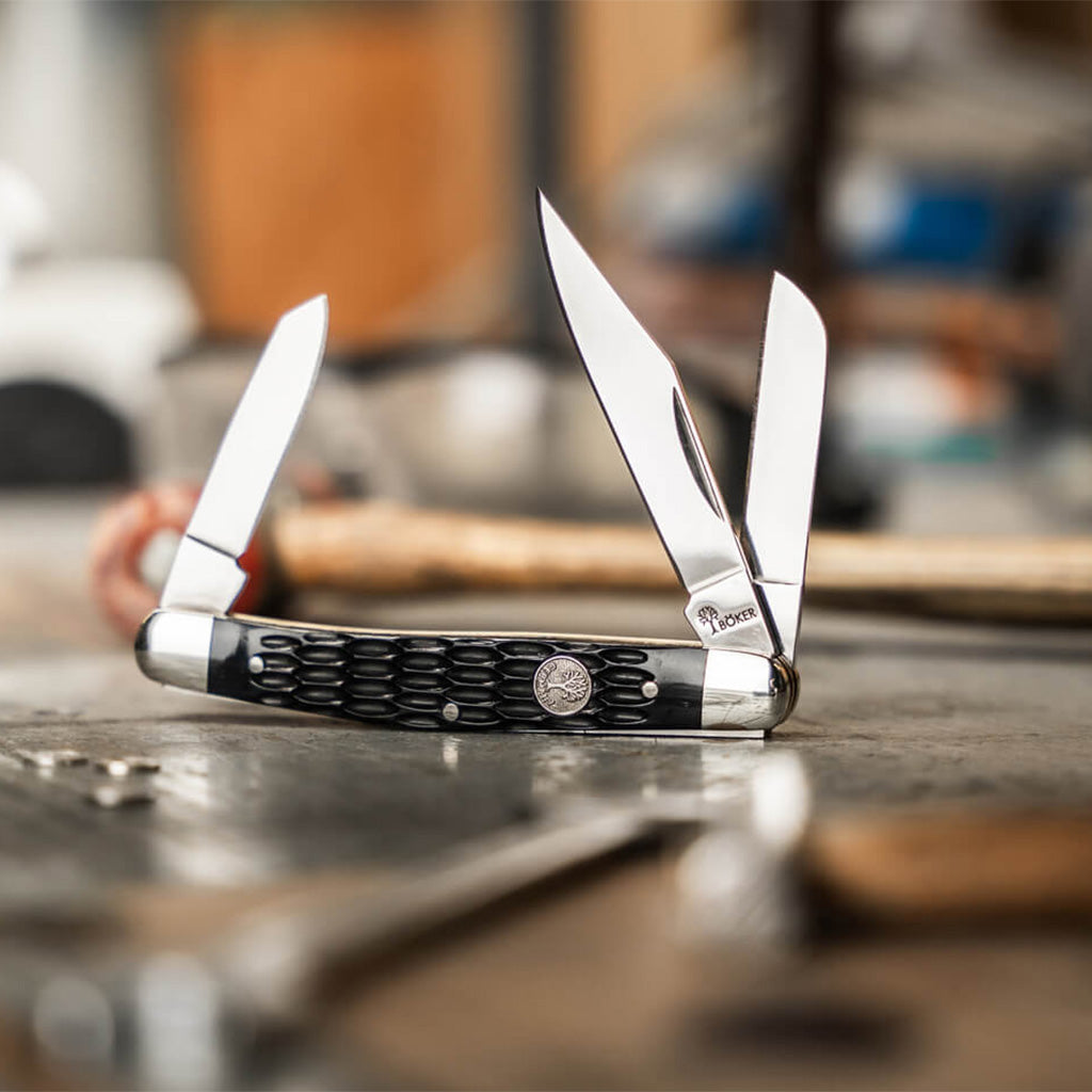 Boker Manufactory TS 2.0 Medium Stockman Jigged Black Bone Knife