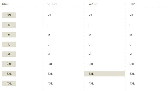 Size chart