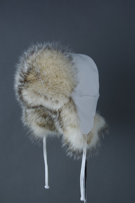Badger Leather and Fur Aviator Hat w/white leather