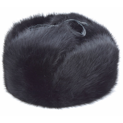 Russian Ushanka Dyed Black Muskrat Fur Hat