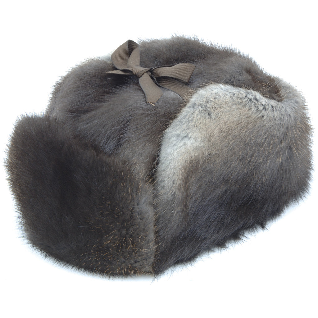 Natural Muskrat Fur Hat Jockey style pic1
