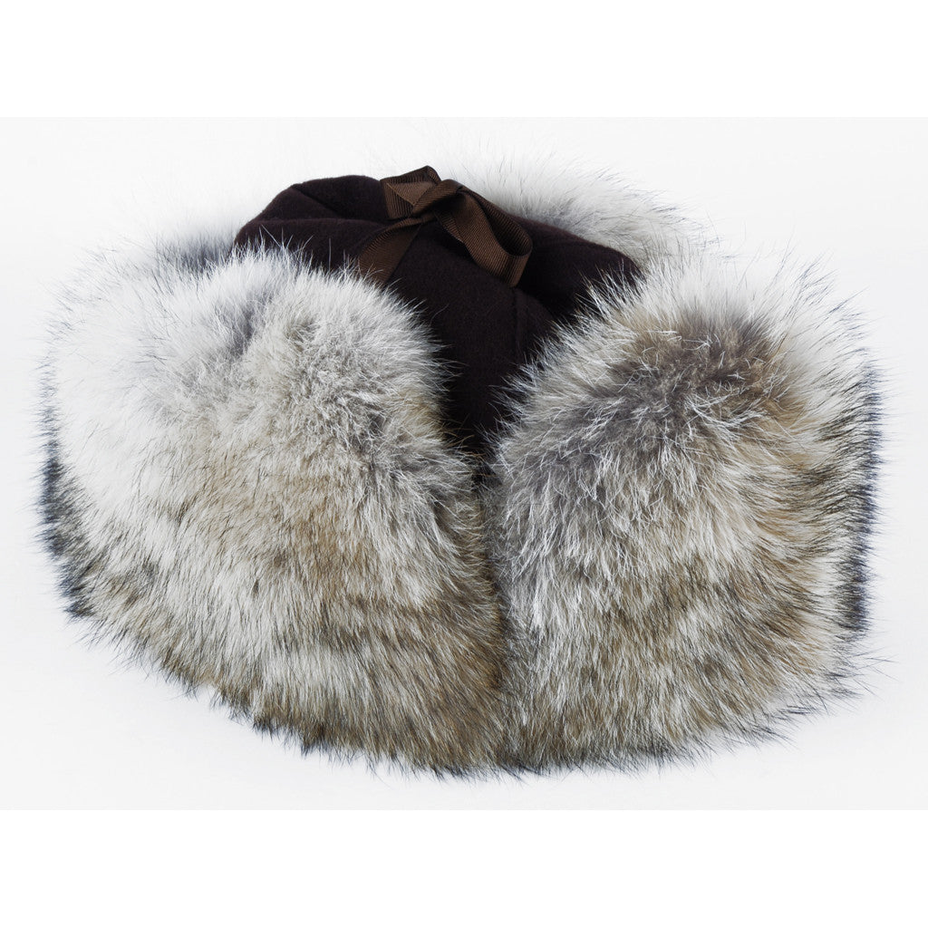 Coyote Fur Hat Mountie Style