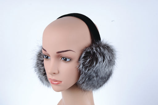 silver fox fur earmuffs