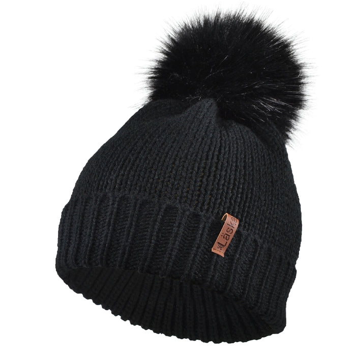 Beanie with Pom Pom Laska ganka Black