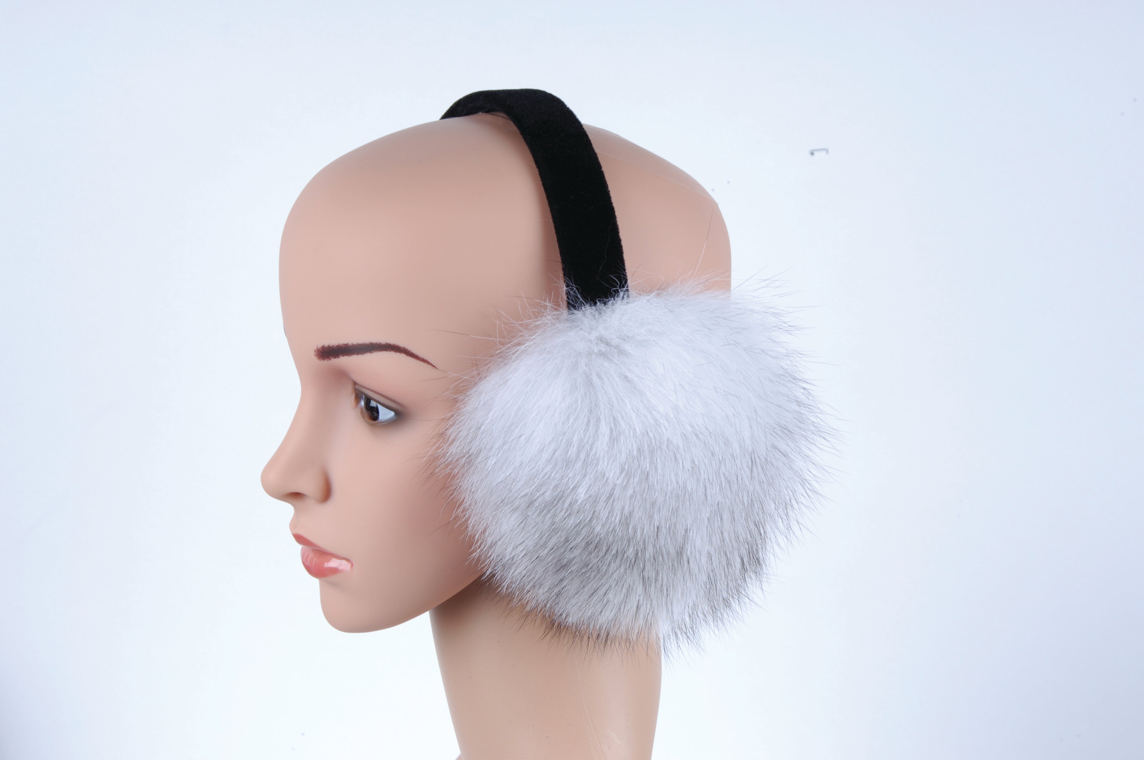 Blue fox fur ear muffs
