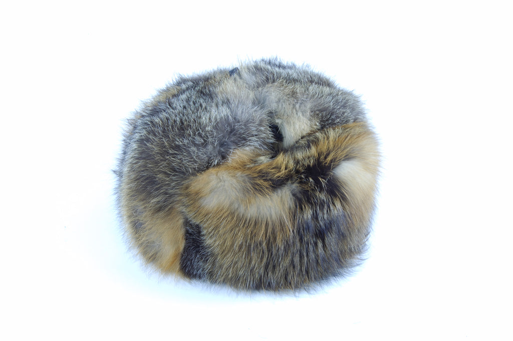 Russian Cross Fox fur Hat folded