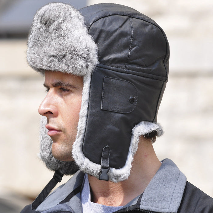 Crown Cap Leather With Fur Aviator