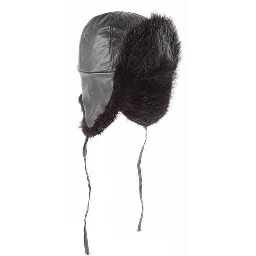 Dyed Black Beaver Aviator Hat Side view