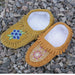 Handmade Moccasins With No Fur blue and red beading