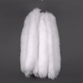 white fox fur hood trim gray background