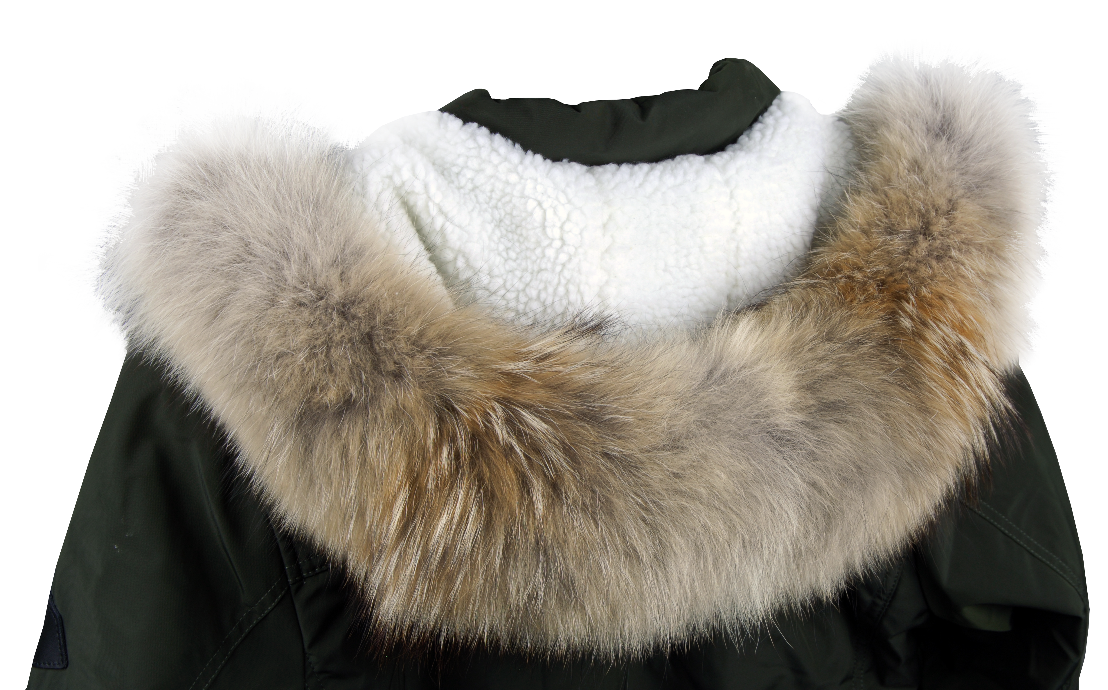 Western Heavy Coyote Skin Parka Strip on jacket hood