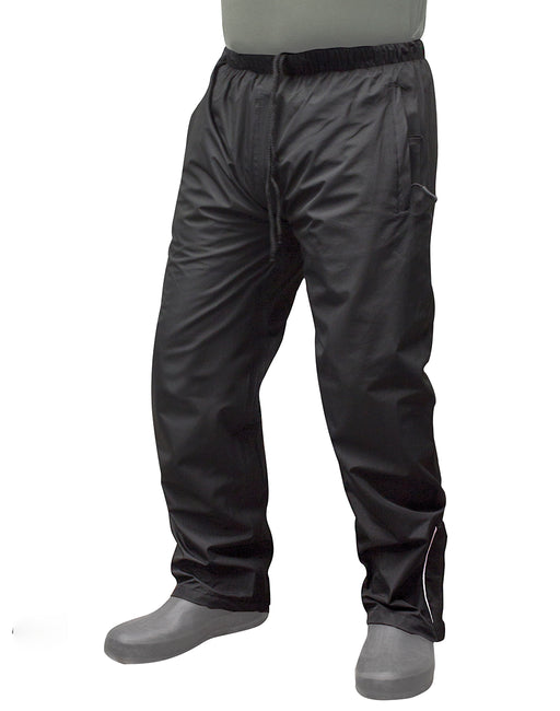 rain pants misty black on white background