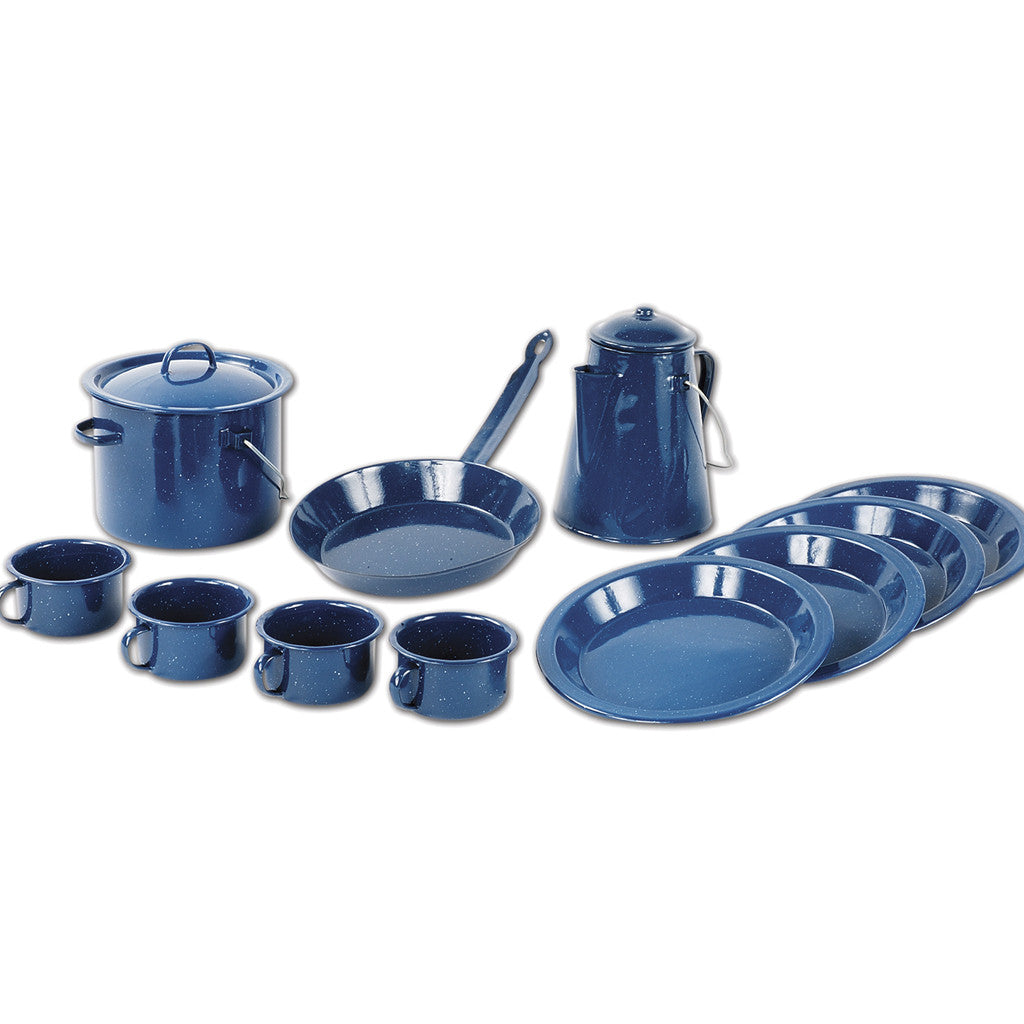  Blue Enamel 13 Piece Campwear Dish Set ccokware camping 